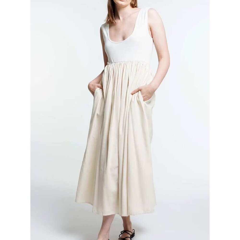 Laude The Label NWT Ballet Dress 100% Silk 100% Cotton Maxi in Ecru XXS/XS